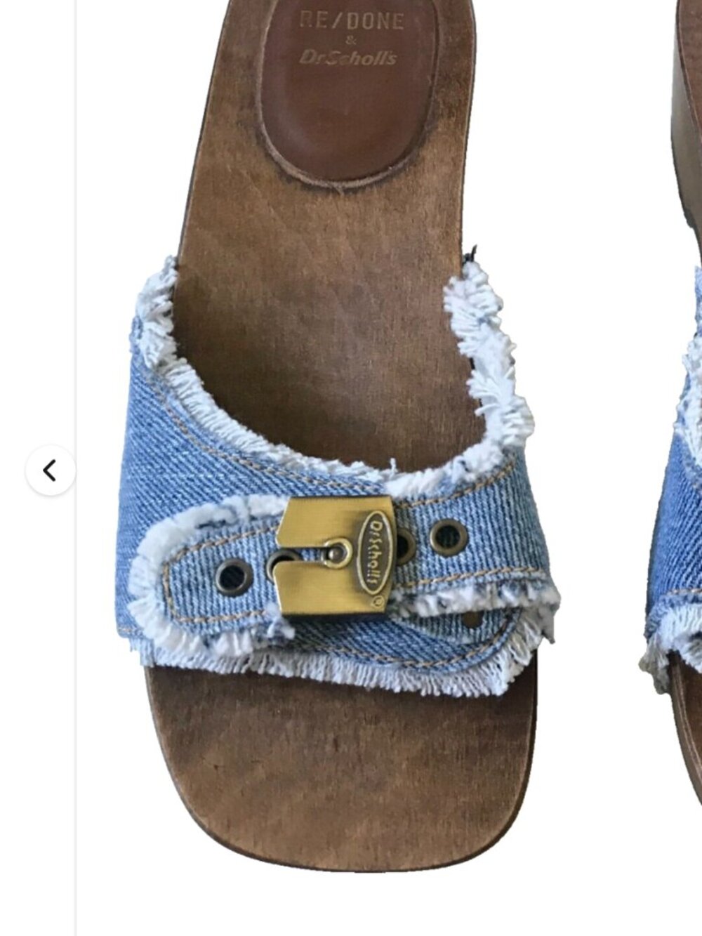 NEW Re Done x Dr Scholl's Clogs Sandals Womens 36 6 Blue Washed Denim Wood Sole - Picture 4 of 11